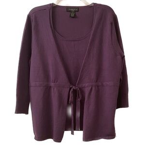 ELEMENTZ Purple Cardigan with Attached Tank Size 1X (L04)